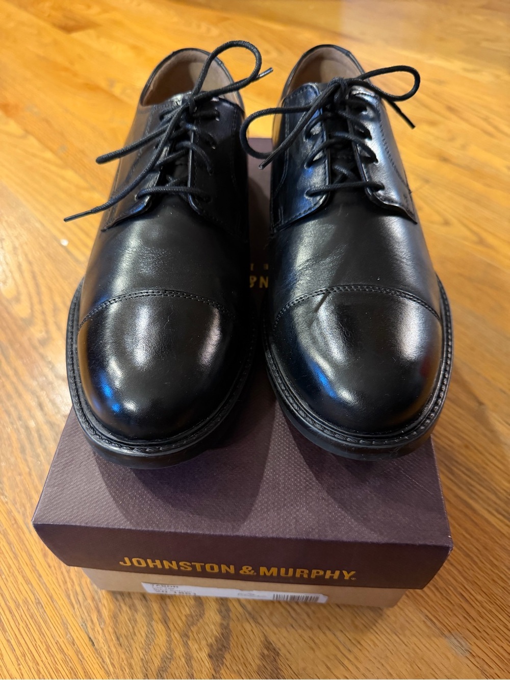 Johnston & Murphy Men’s Tabor Black Cap-Toe Lace-Up Dress Shoes - NEW IN BOX